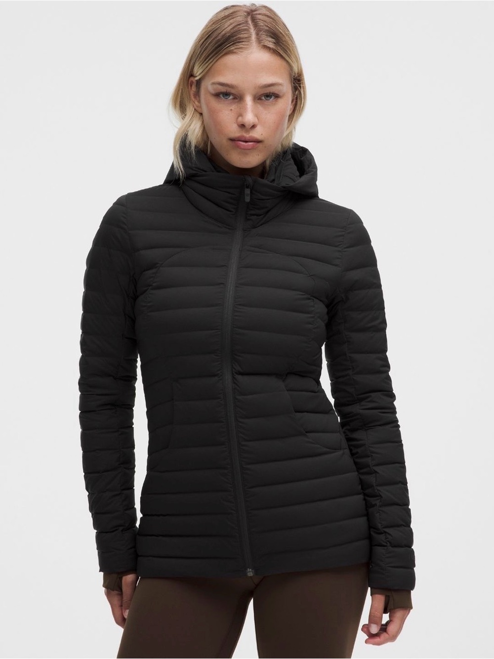 lululemon athletica Black Hooded Quilted Puffer Jacket